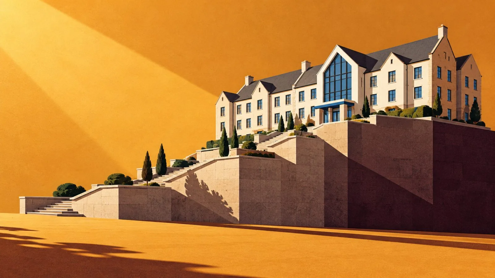 A care home model rests on a sharply rising stone platform / TokenPost.ai