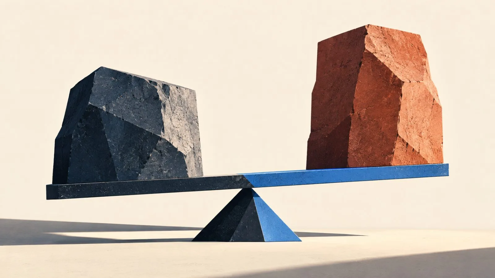 Two stone blocks rest at different heights on a balance beam / TokenPost.ai