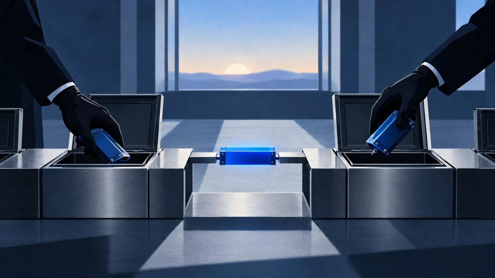 A closed vault door in a quiet institutional interior / TokenPost.ai