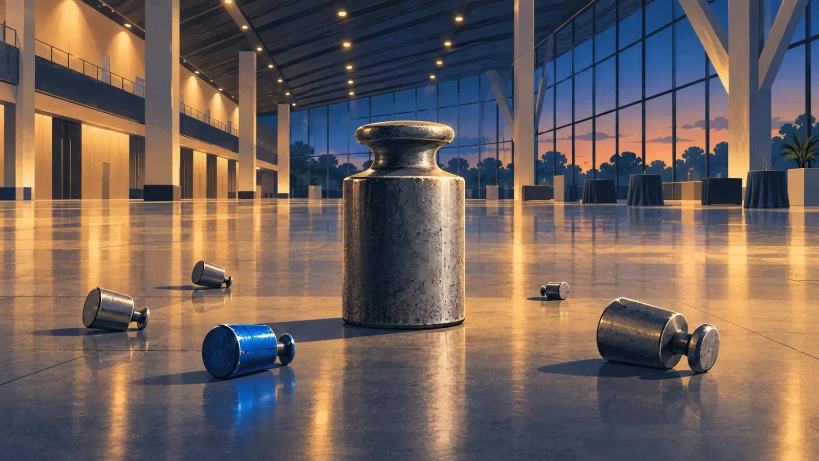 Small metal weights scattered beside an upright balance weight / TokenPost.ai