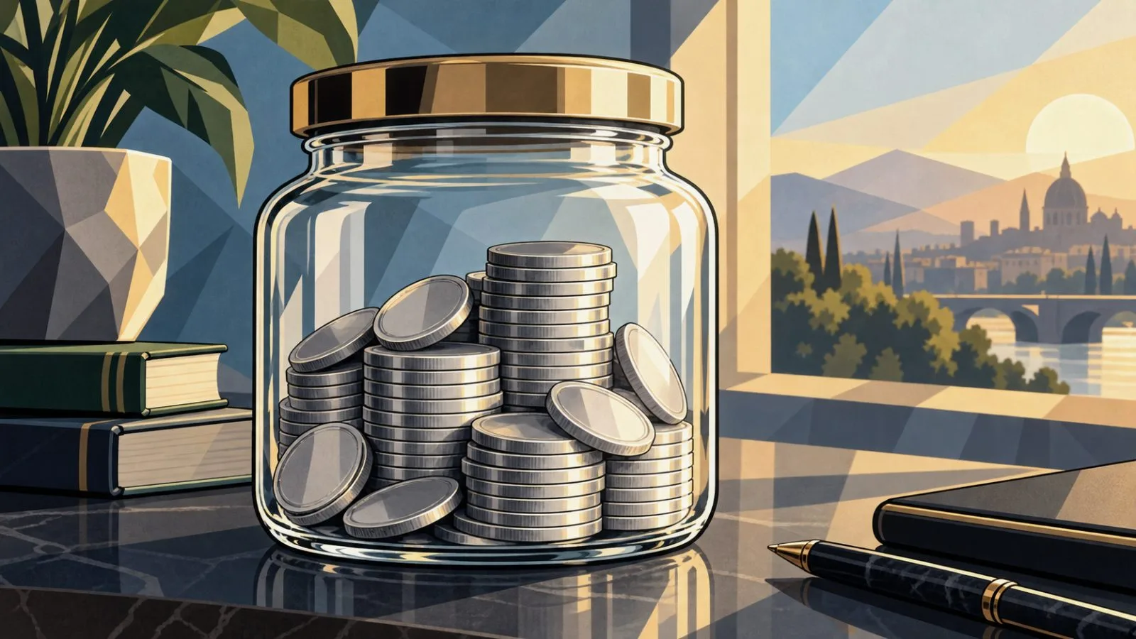 Silver coins arranged inside a transparent investment fund container / TokenPost.ai