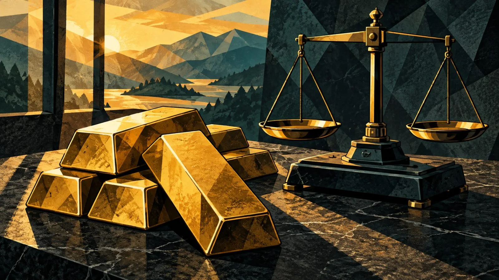 Gold bars beside a precision weighing scale in warm light / TokenPost.ai