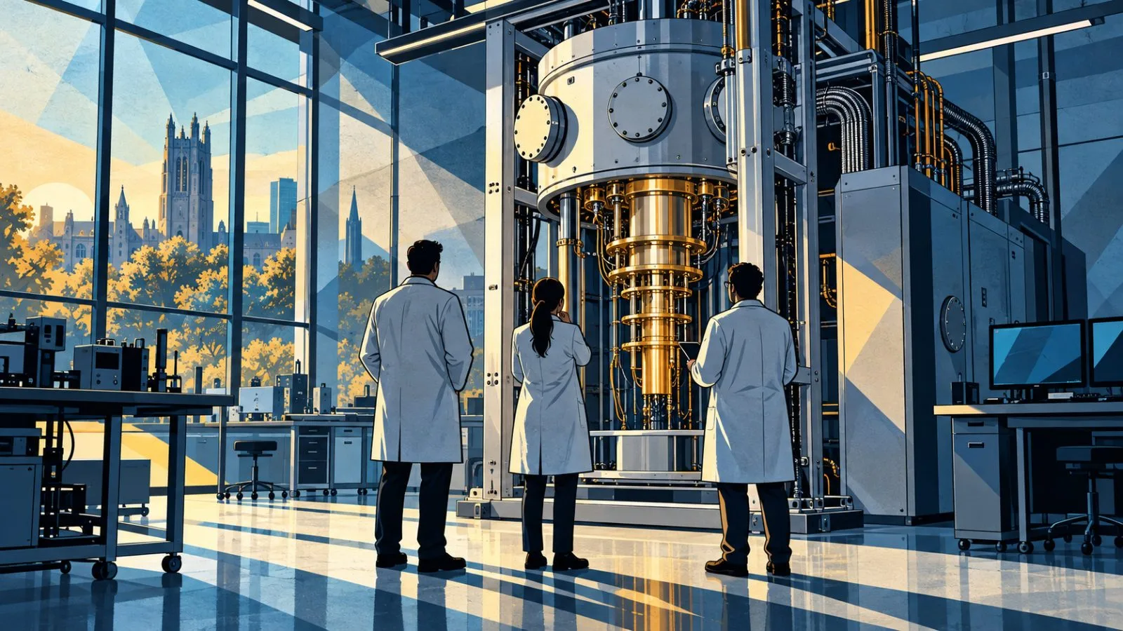 Cryogenic quantum hardware sits inside a quiet research laboratory / TokenPost.ai