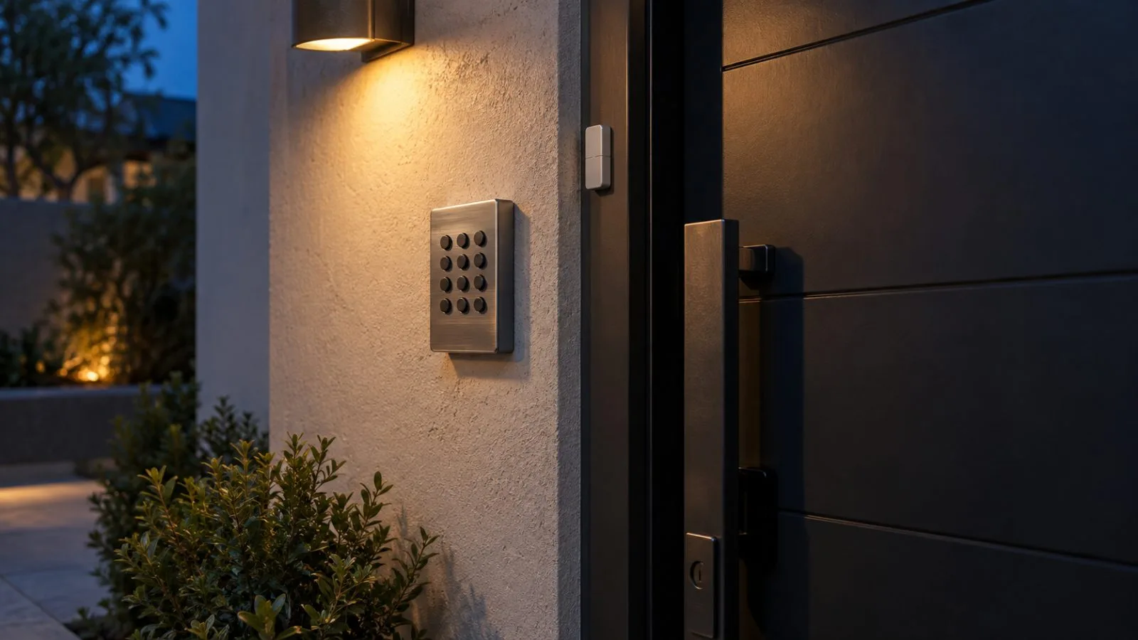 A home security keypad sits beside a closed front door / TokenPost.ai