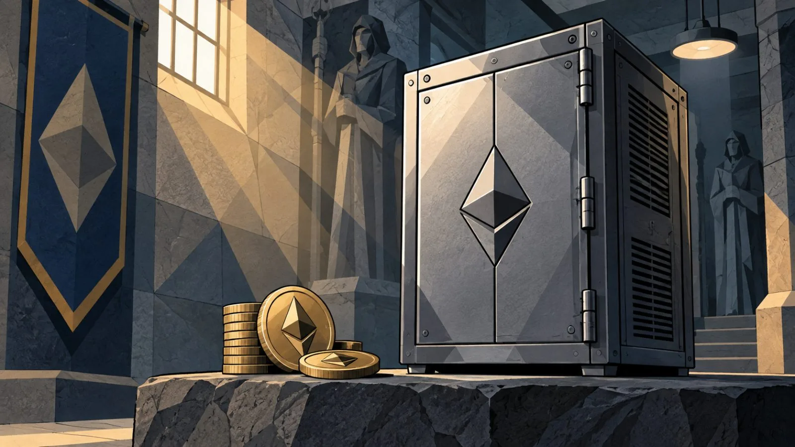 Silver crypto tokens arranged in two contrasting fund compartments / TokenPost.ai
