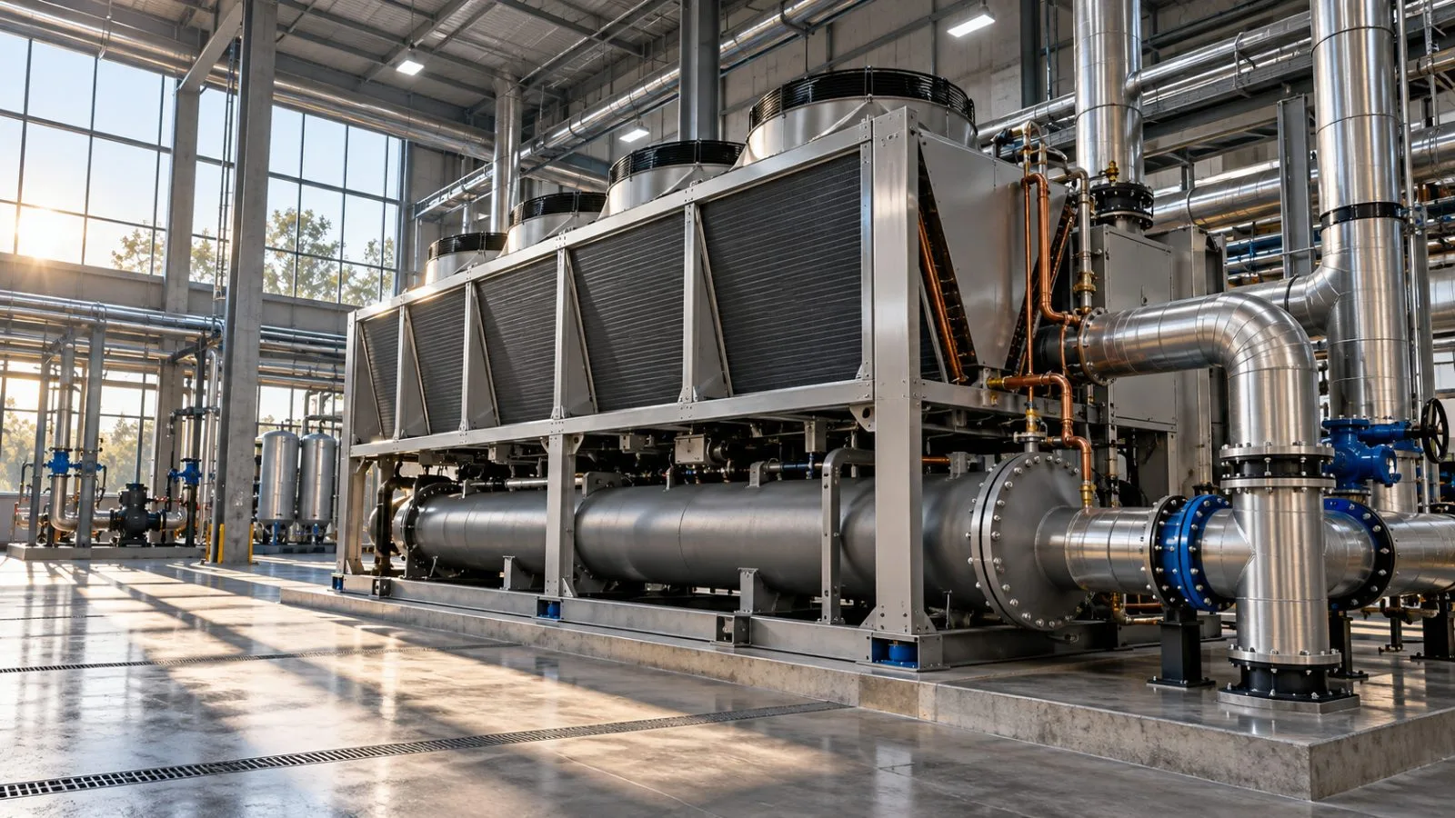 A commercial chiller fills a sunlit industrial test bay / TokenPost.ai