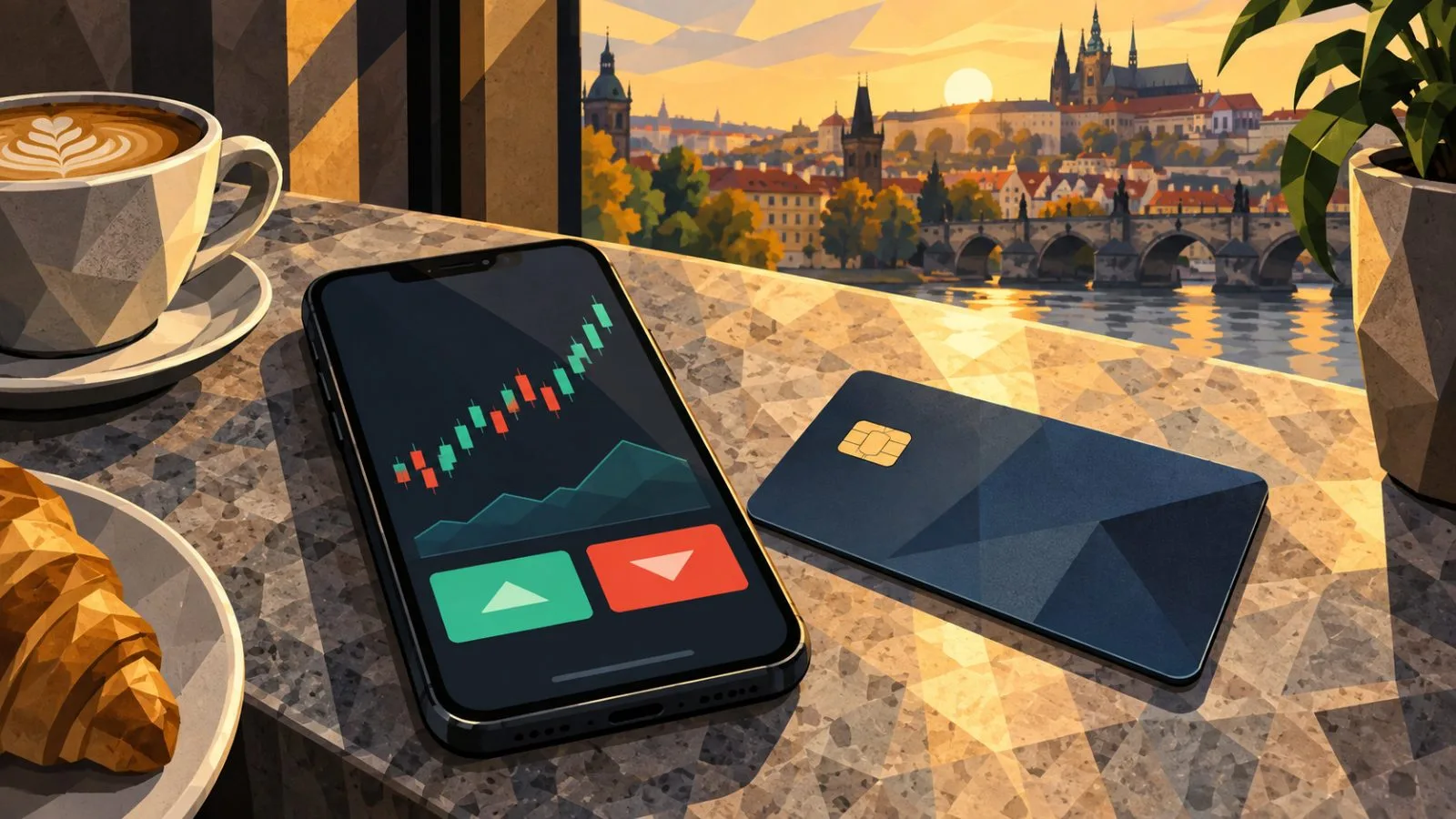 A phone beside a bank card on a sunlit stone counter / TokenPost.ai
