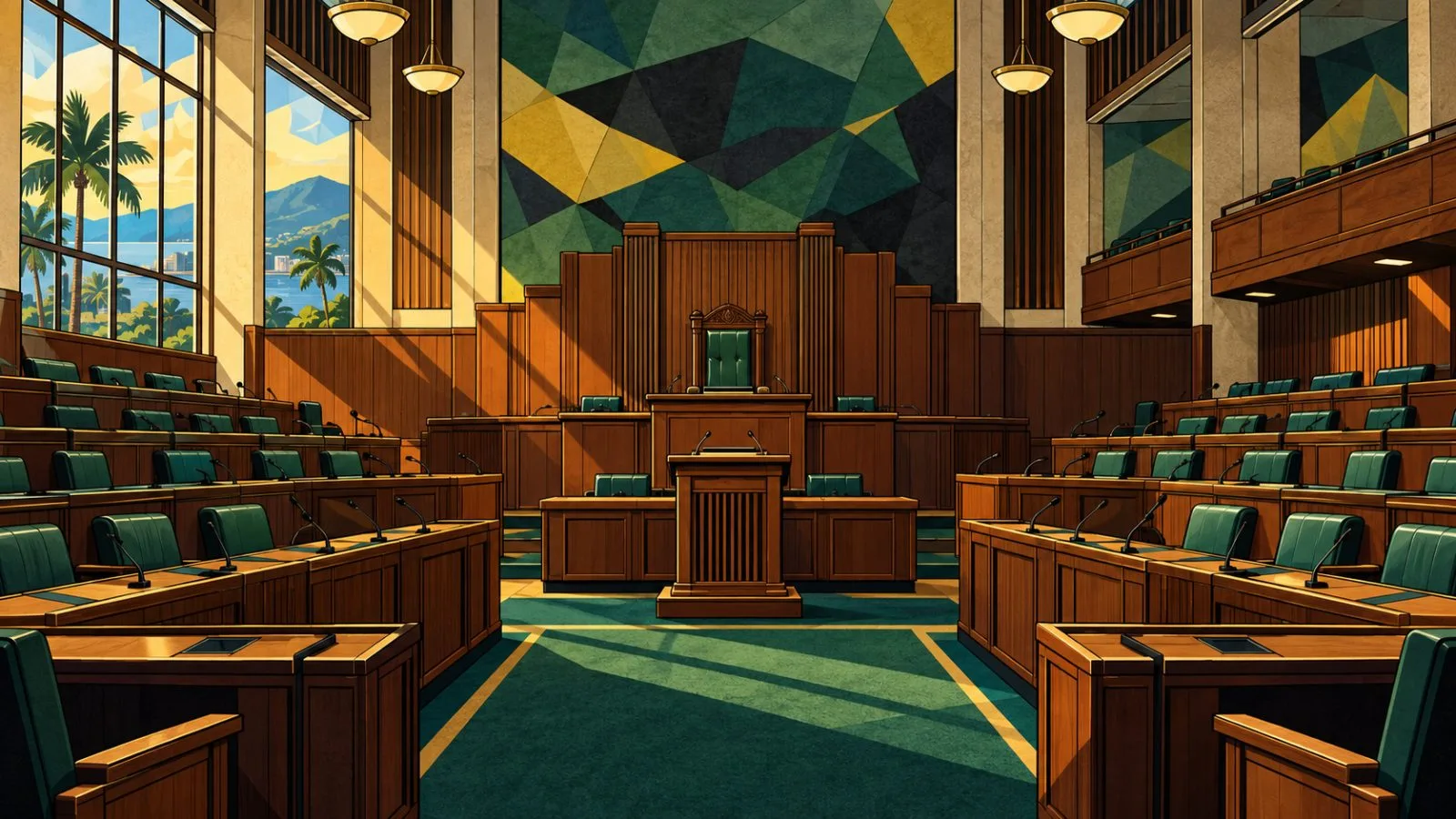 Empty parliamentary chamber prepared for a regulatory debate / TokenPost.ai