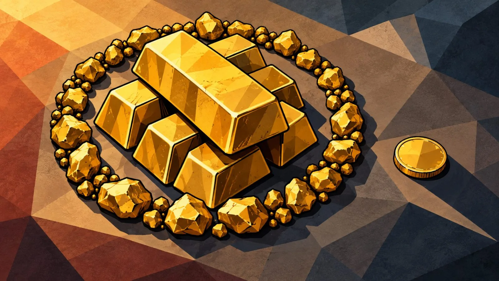 Gold ore samples sit beside a plain envelope on a counter / TokenPost.ai