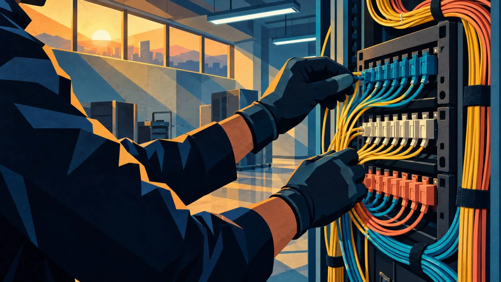 Technician adjusts fiber connections inside a quiet telecom operations room / TokenPost.ai