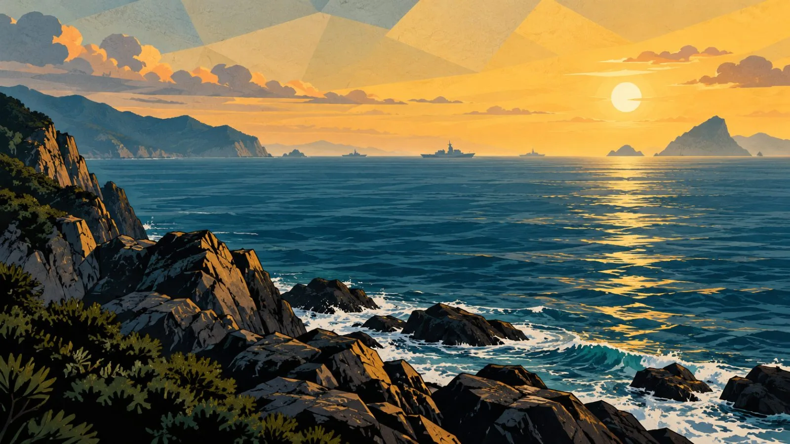 Distant vessels move across the Taiwan Strait under hazy sunlight / TokenPost.ai