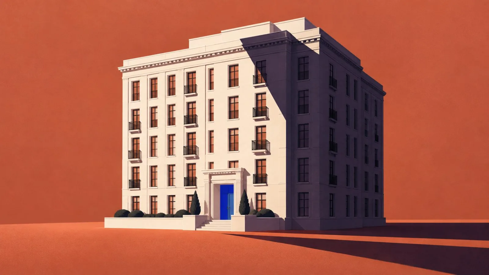 A miniature apartment block divided by a hard band of shadow / TokenPost.ai