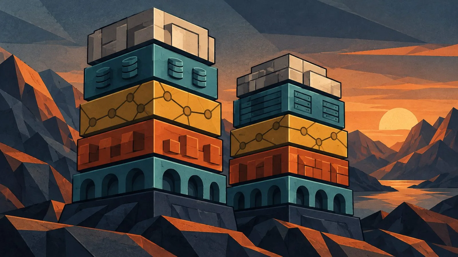 Stacked architectural blocks arranged at different heights / TokenPost.ai
