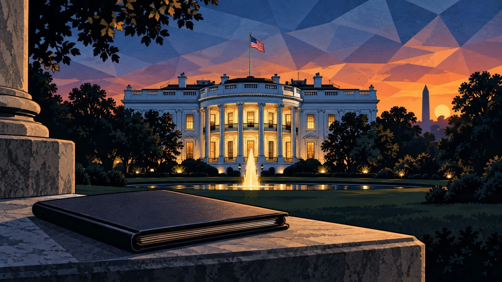 The White House glows beneath a calm evening sky / TokenPost.ai