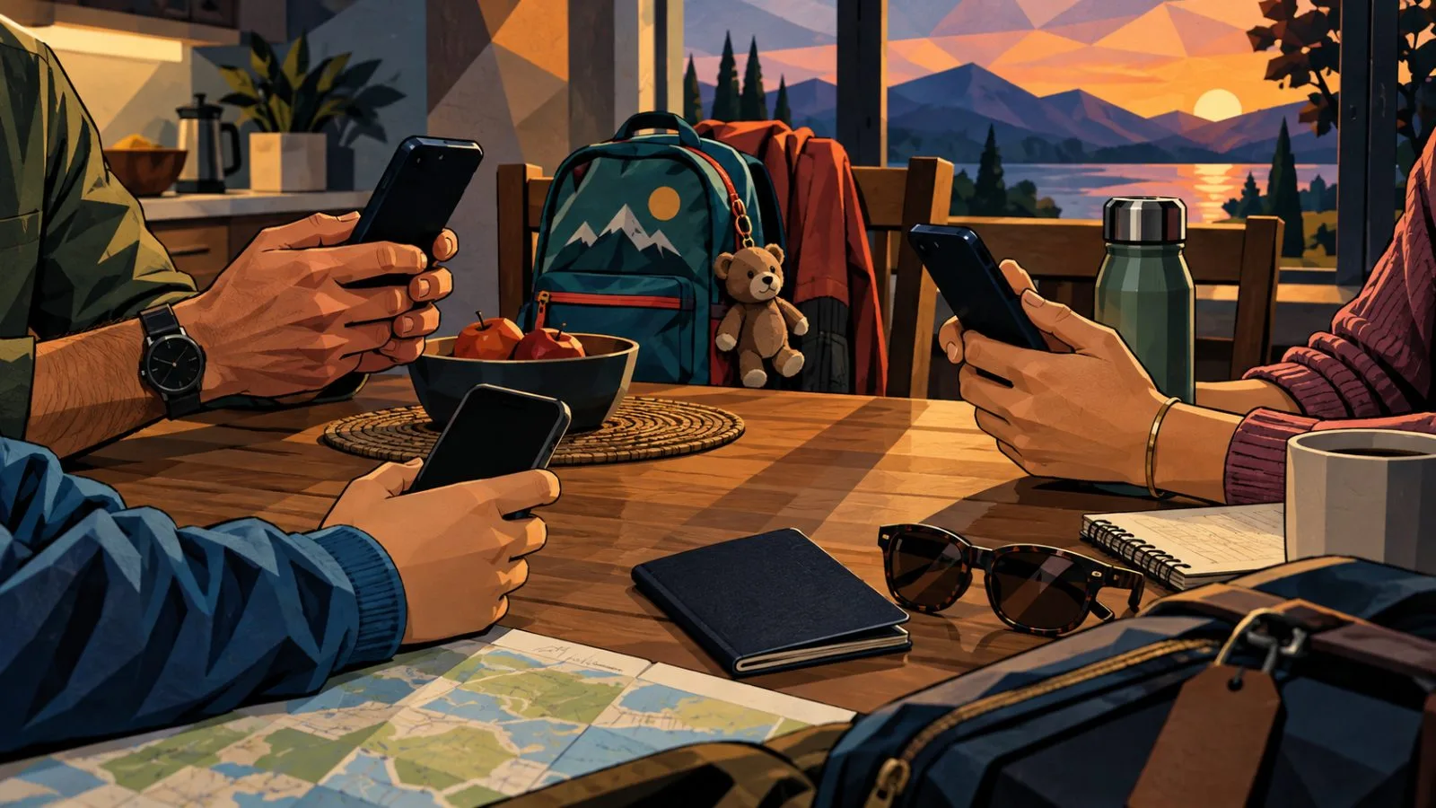 Smartphones and family items arranged on a softly lit kitchen table / TokenPost.ai