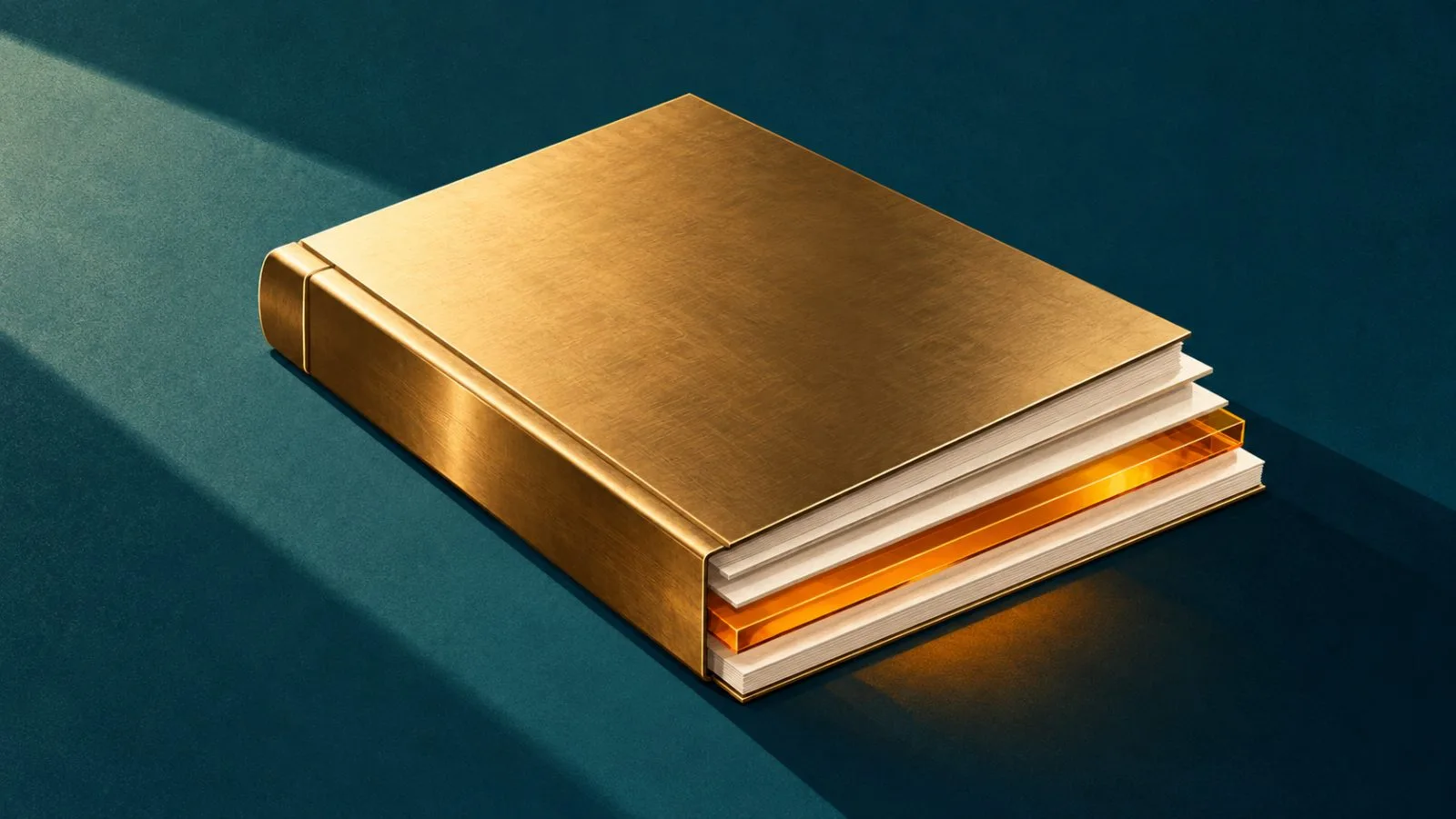 Brass report pages form a stepped quarterly earnings sculpture / TokenPost.ai