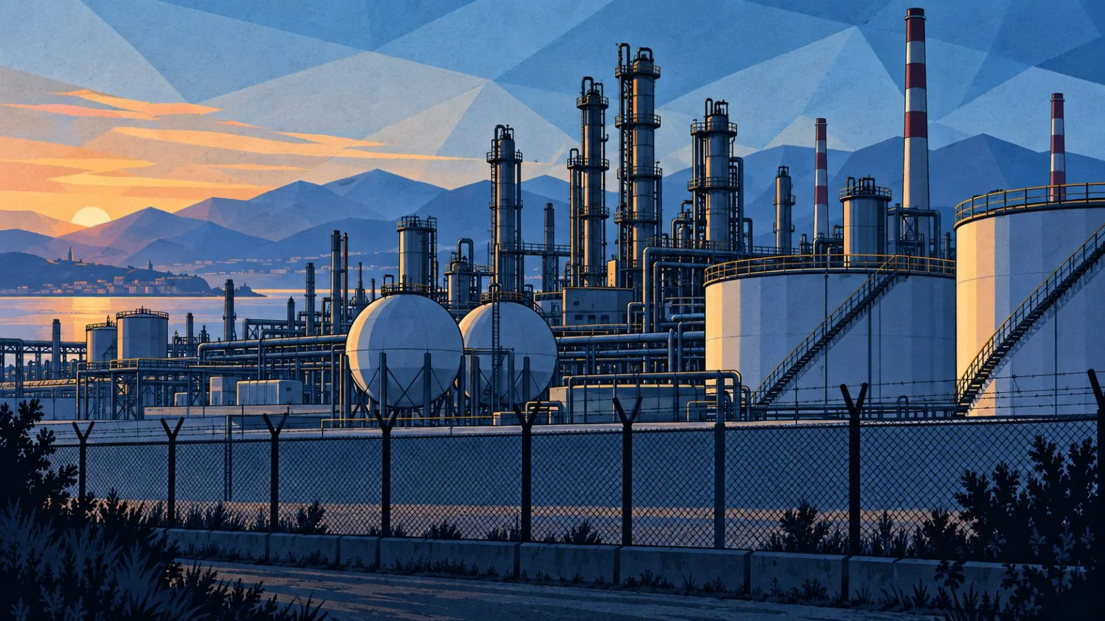 Oil refinery towers and storage tanks at dawn / TokenPost.ai