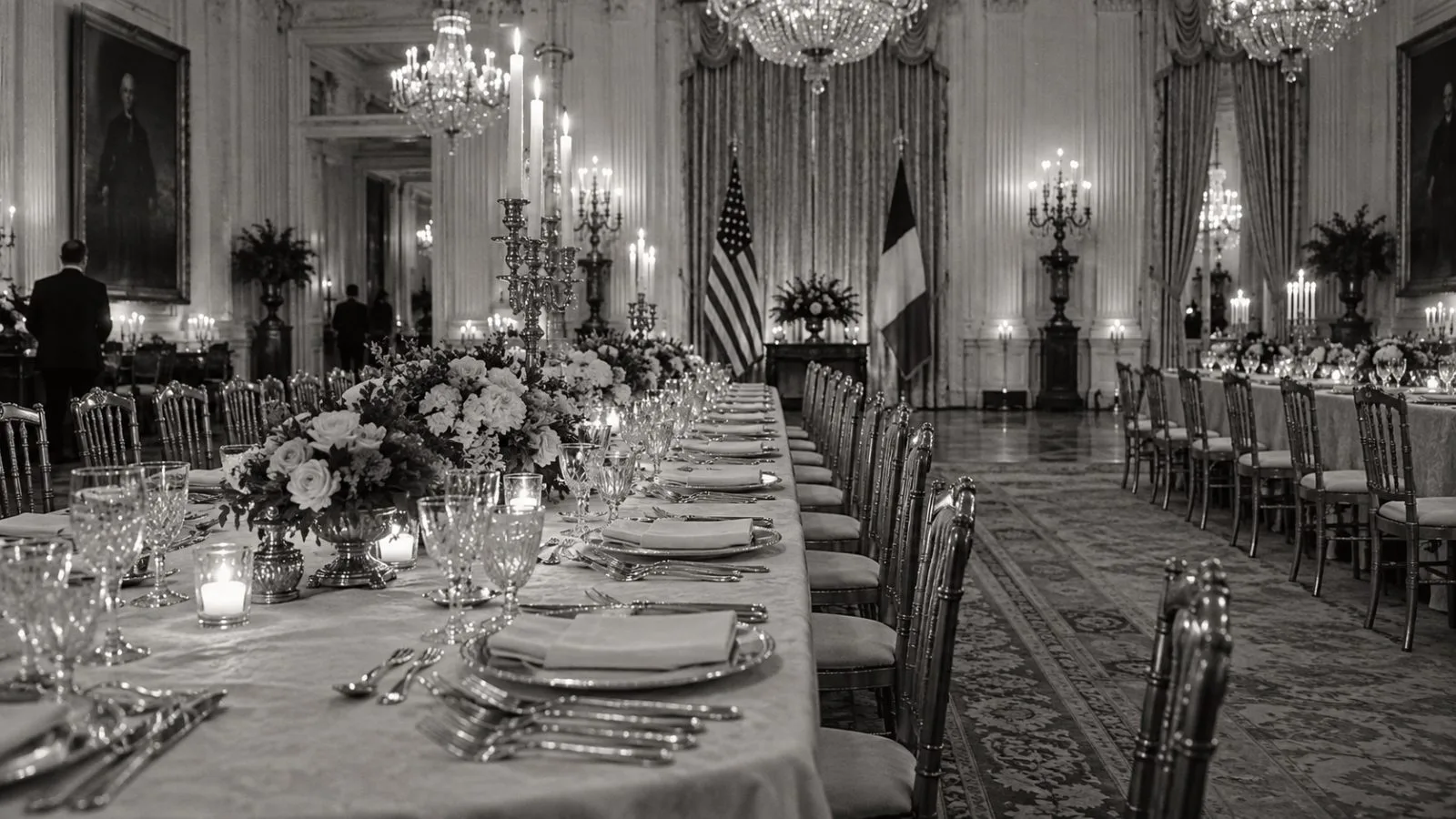 Formal dinner table arranged inside the White House East Room / TokenPost.ai