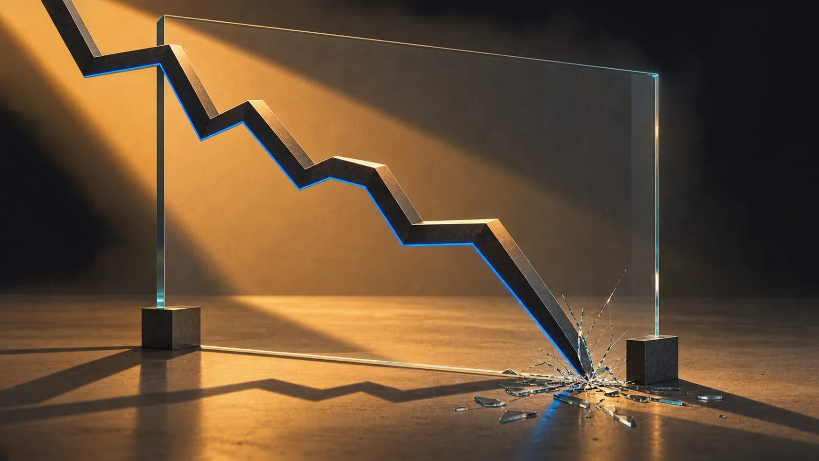 A metal line drops to the lowest notch on an unmarked chart / TokenPost.ai