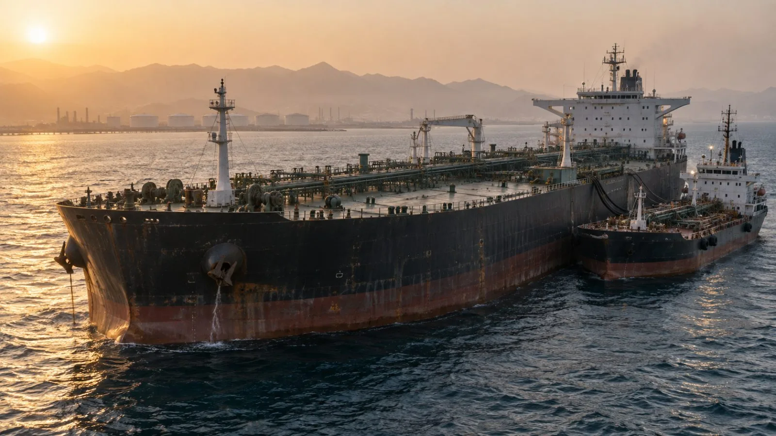 Crude tankers anchored offshore near Oman during ship-to-ship transfers / TokenPost.ai