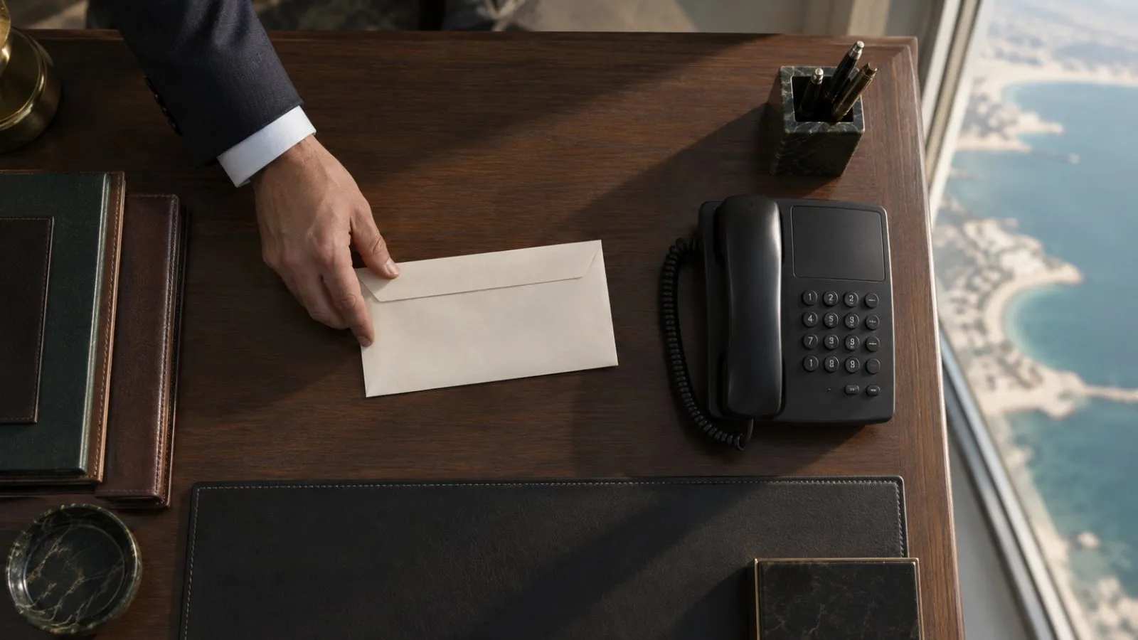 Sealed diplomatic envelope beside a telephone in an office / TokenPost.ai