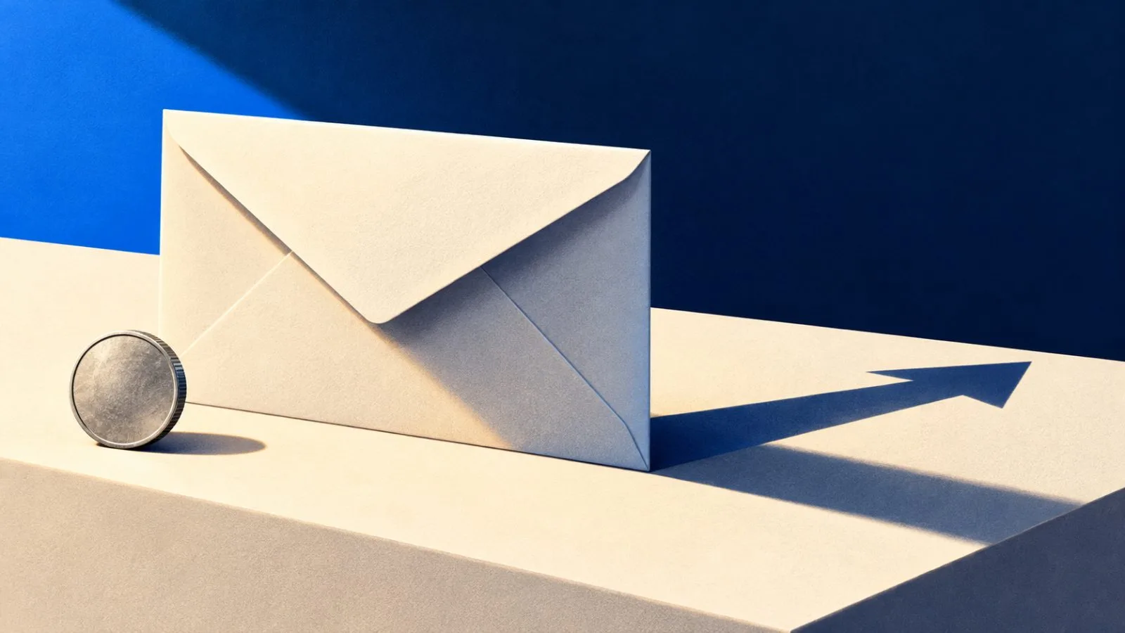 An unmarked envelope rests beside a single silver coin. / TokenPost.ai