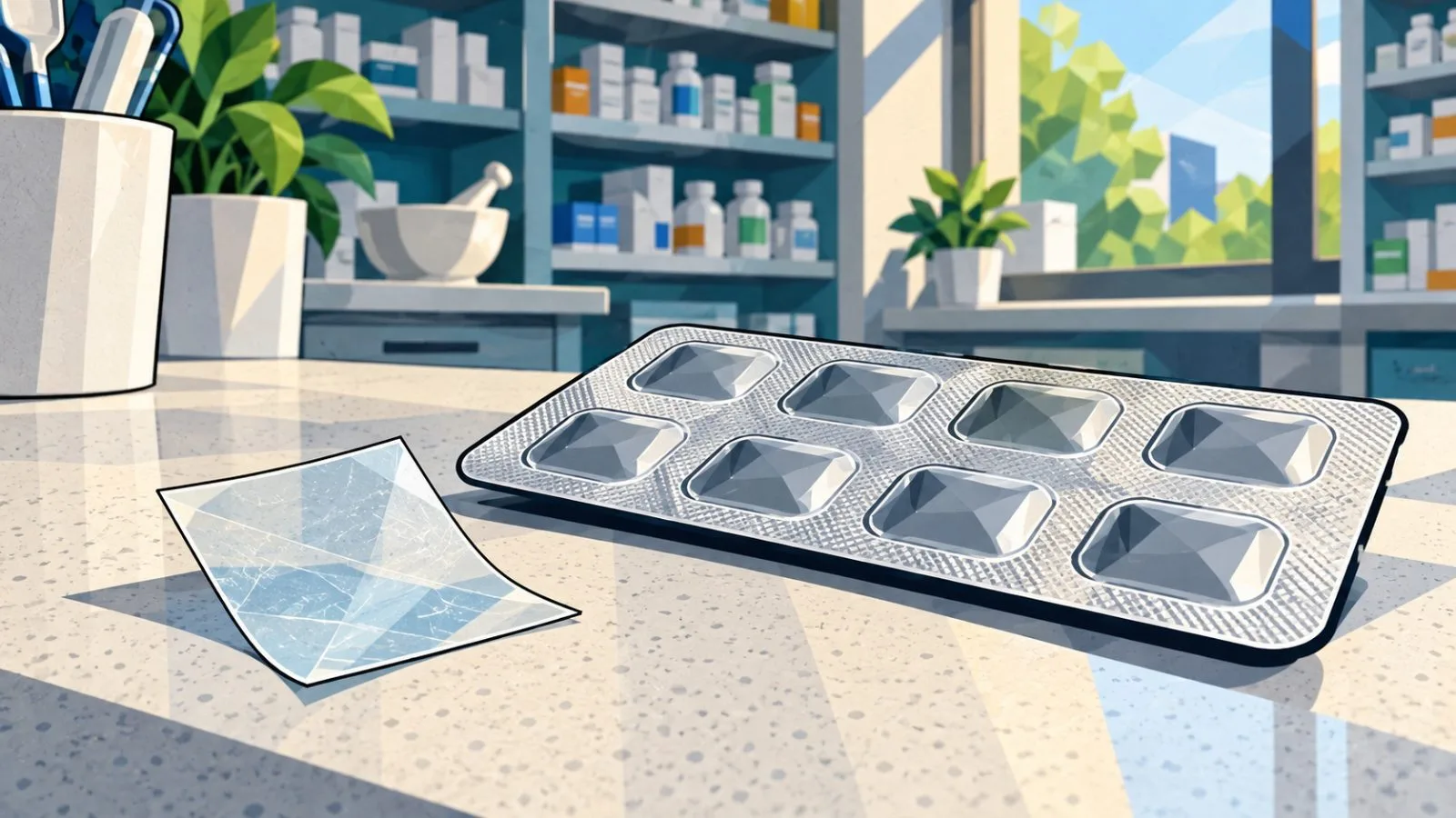 A thin medication film rests beside an unmarked blister pack / TokenPost.ai