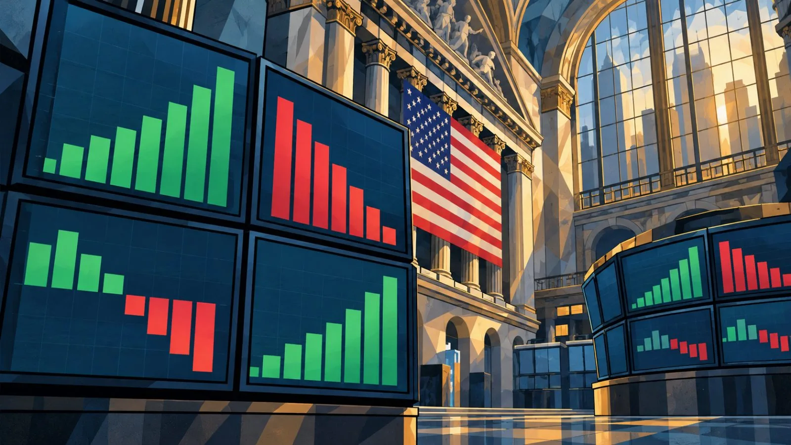 Unmarked market panels reflect mixed gains and losses / TokenPost.ai