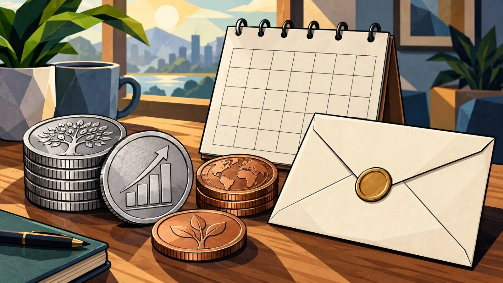 Fund tokens beside a sealed envelope and calendar page / TokenPost.ai