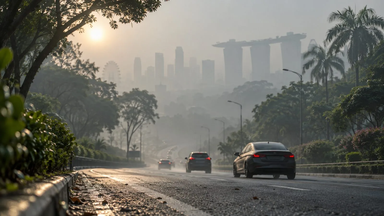 Cars and tropical trees fade into Singapore's morning haze. / TokenPost.ai