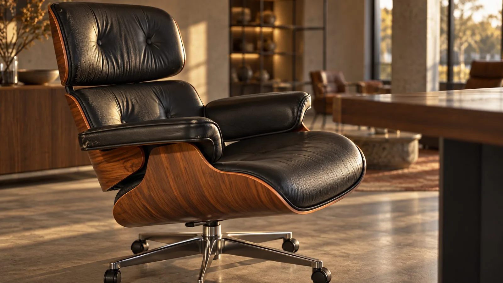 An empty executive chair stands at the head of a showroom table / TokenPost.ai