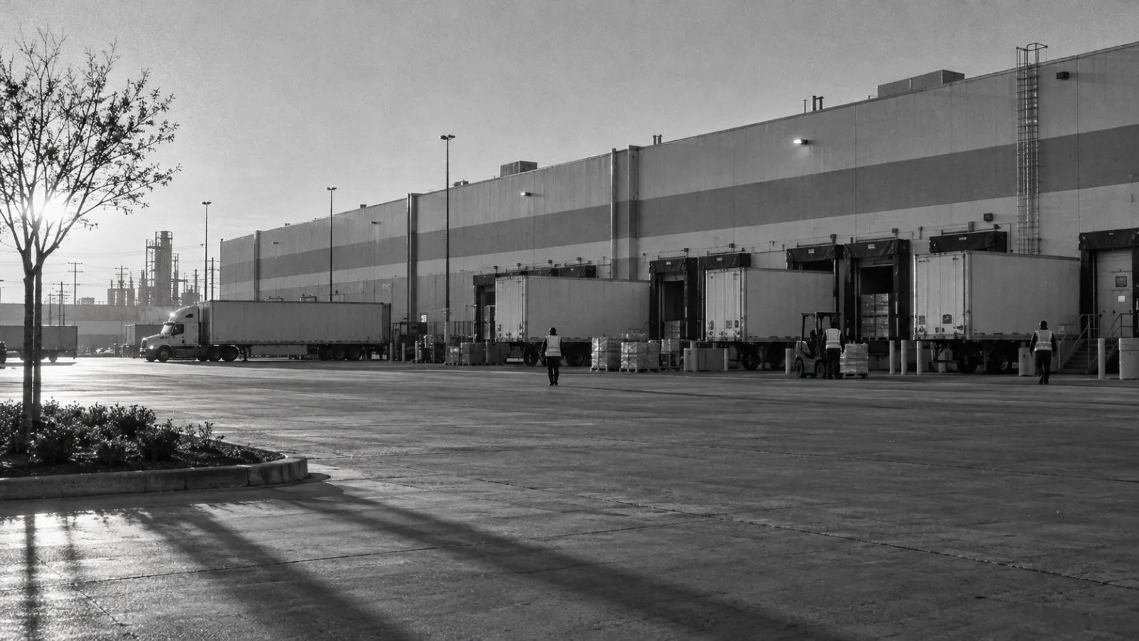 Automated fulfillment center loading bays at sunrise / TokenPost.ai