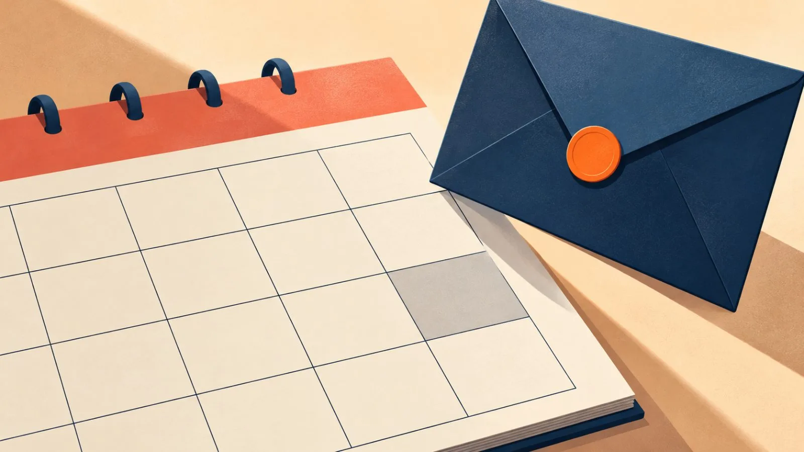 A blank calendar page and sealed envelope sit in warm light / TokenPost.ai