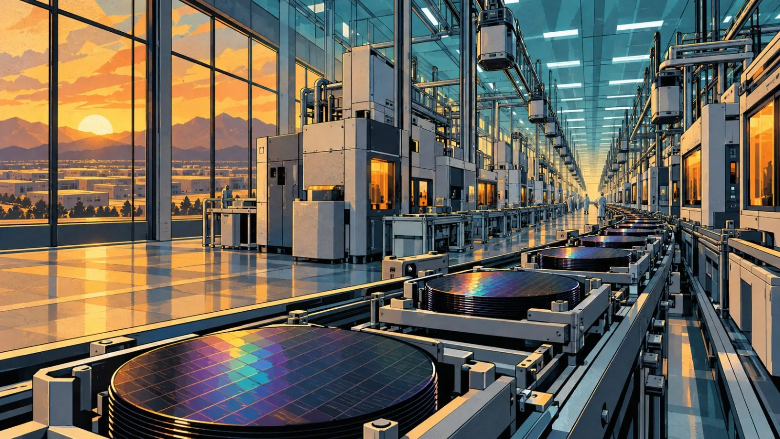 Silicon wafers arranged under cool lights in a cleanroom / TokenPost.ai