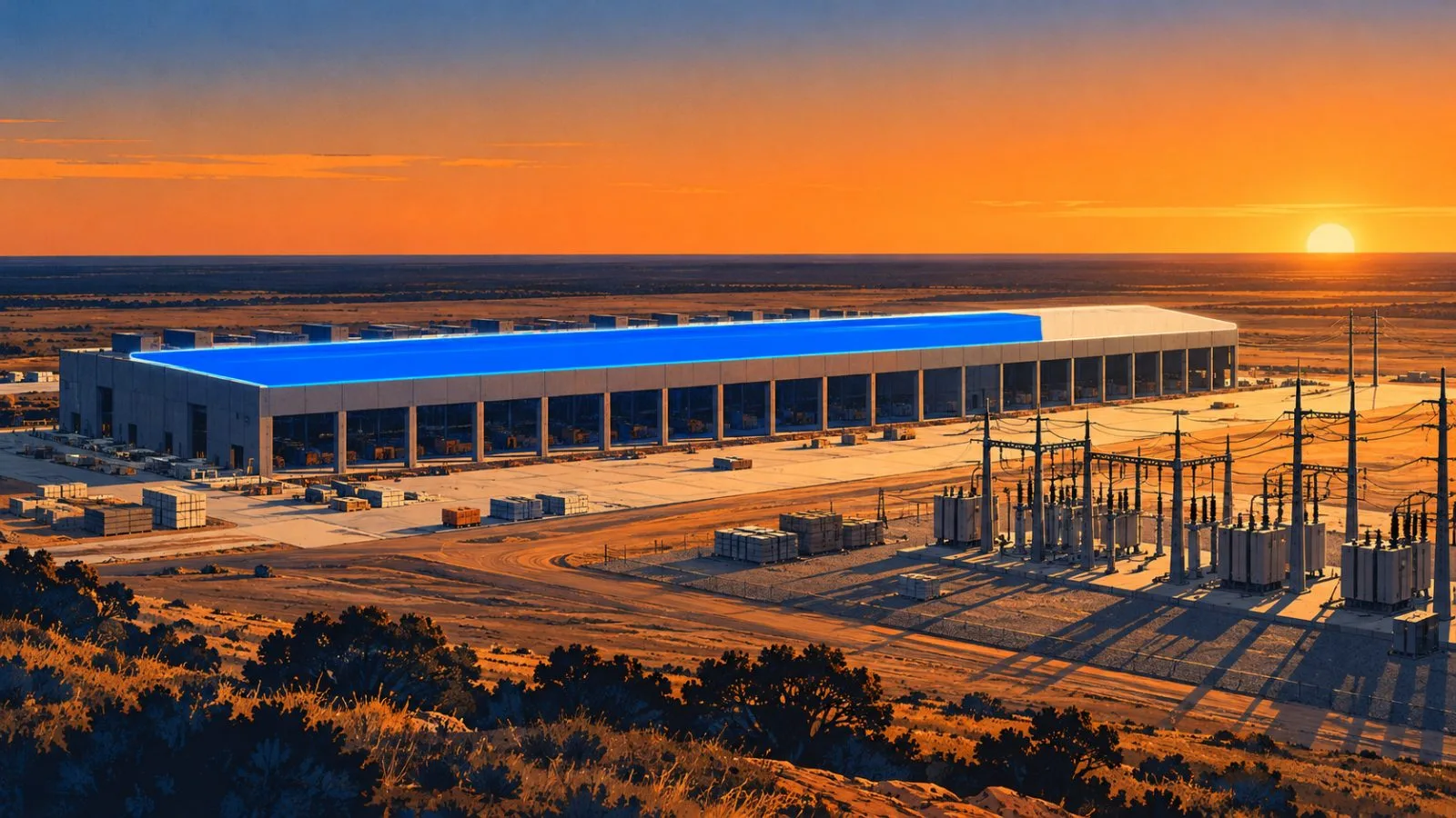 Power transformers stand beside an unfinished data center campus. / TokenPost.ai