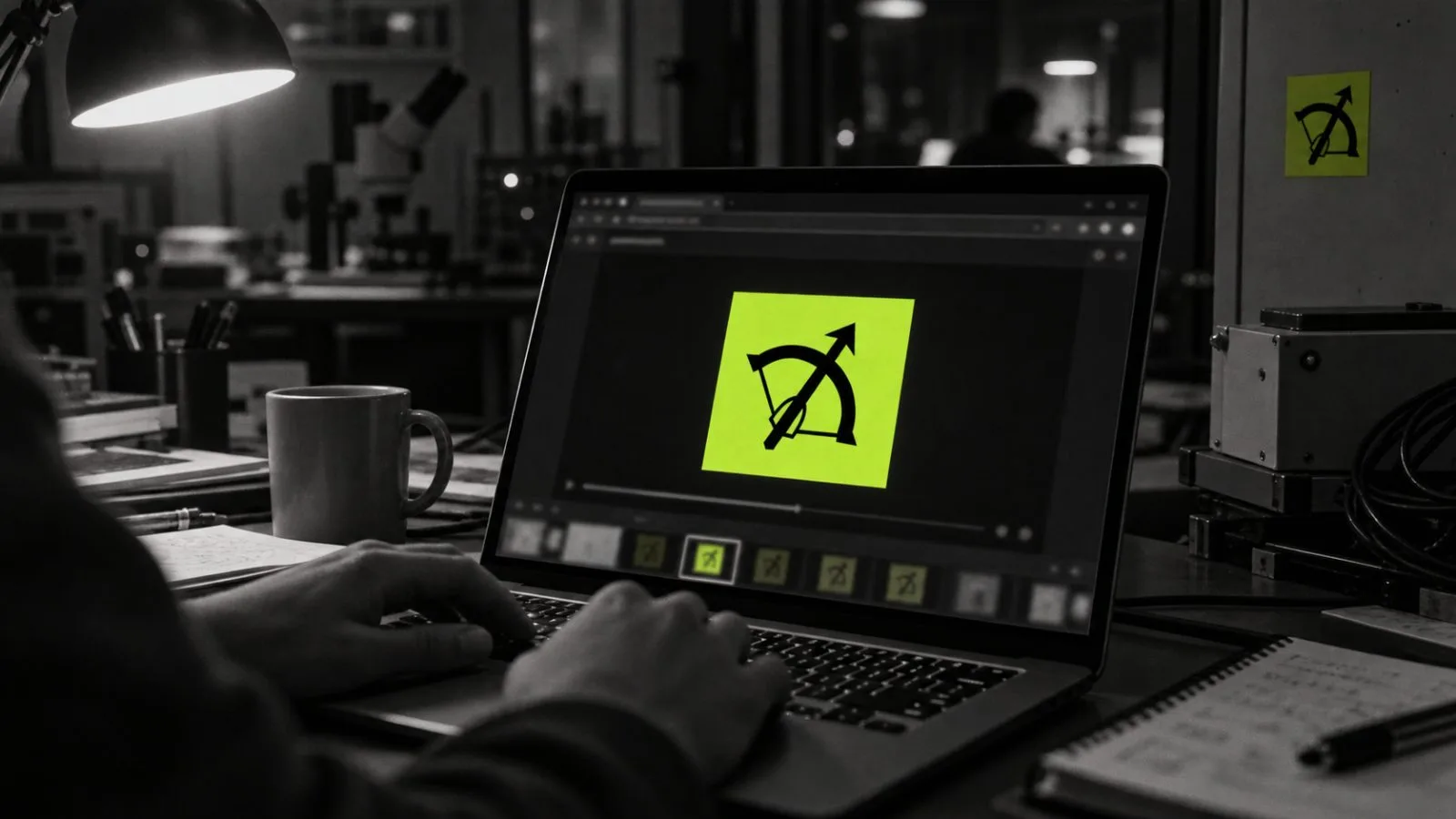 A laptop displays an image in a browser under a desk lamp / TokenPost.ai