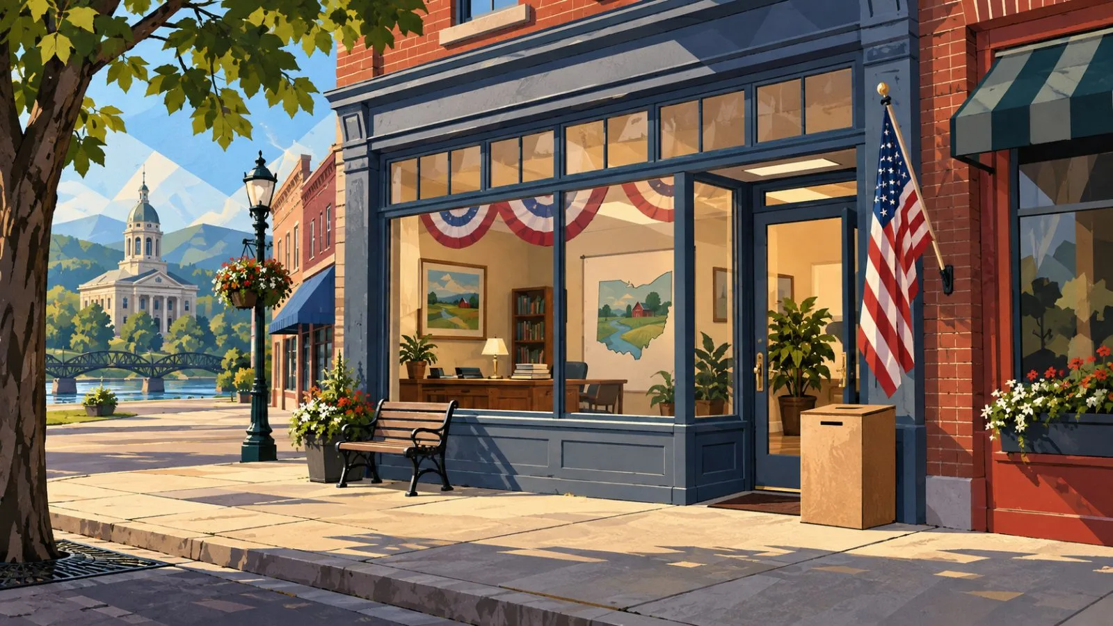 A donation box sits beside a small flag outside an Ohio campaign office / TokenPost.ai