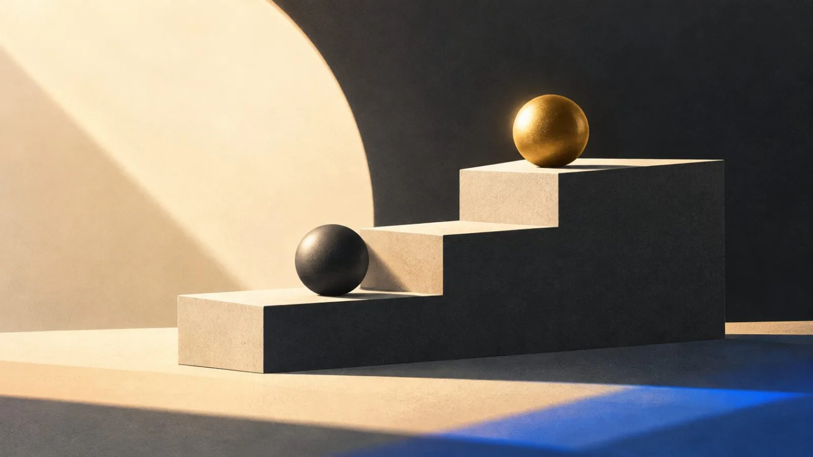 A brass marker rests on the eighth tier of a graphite podium / TokenPost.ai