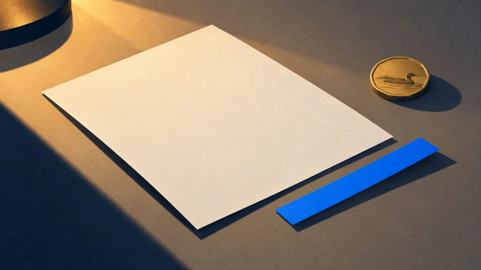 A plain distribution notice rests beside a single Canadian coin / TokenPost.ai