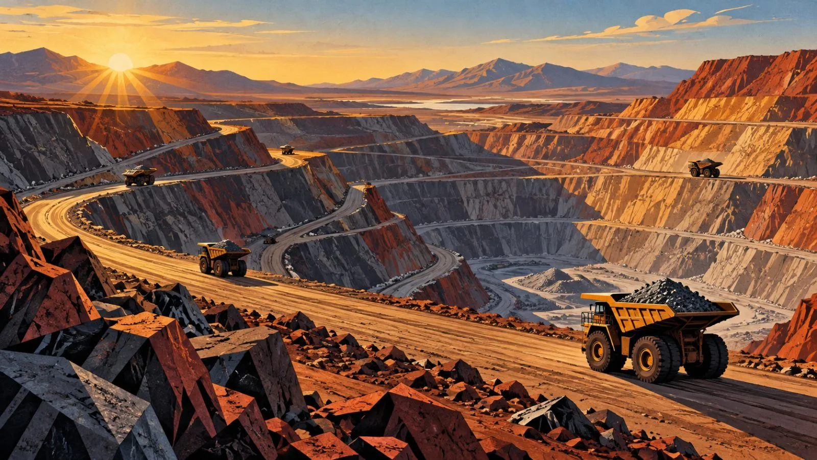 Terraced mine benches illuminated by early morning sunlight / TokenPost.ai