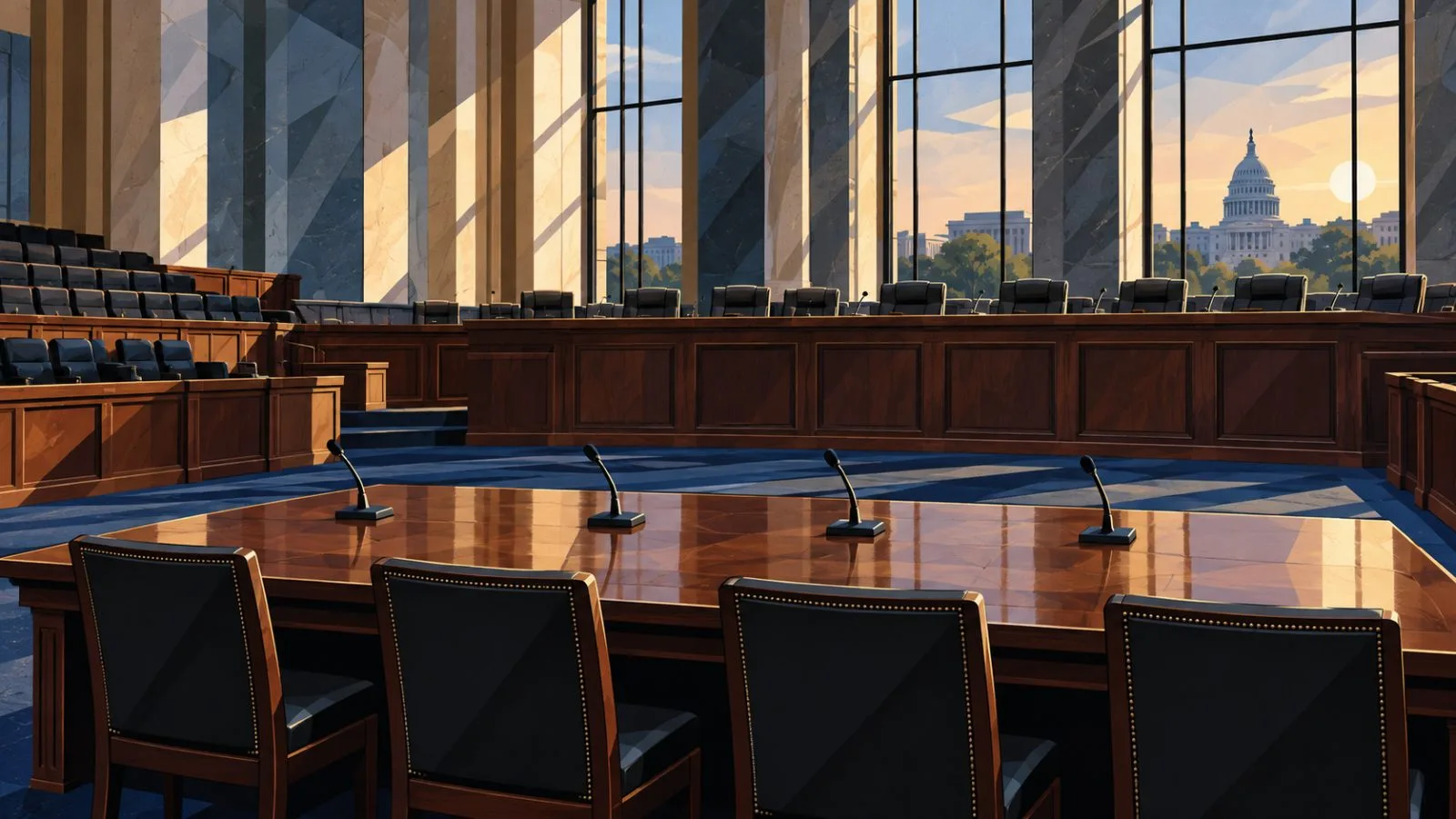 Empty government chamber prepared for a regulatory session / TokenPost.ai