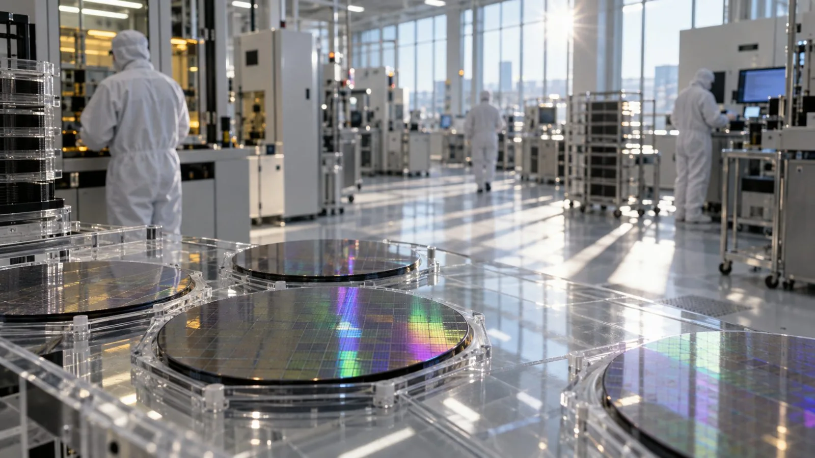 Silicon wafers arranged on an inspection table in a cleanroom / TokenPost.ai