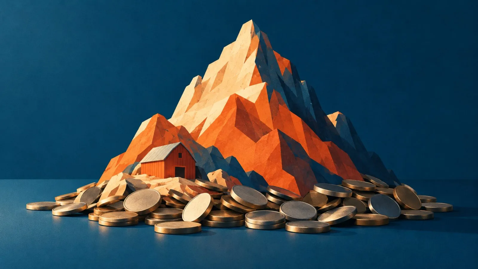 A miniature barn sits beside a mountain of unmarked tokens. / TokenPost.ai