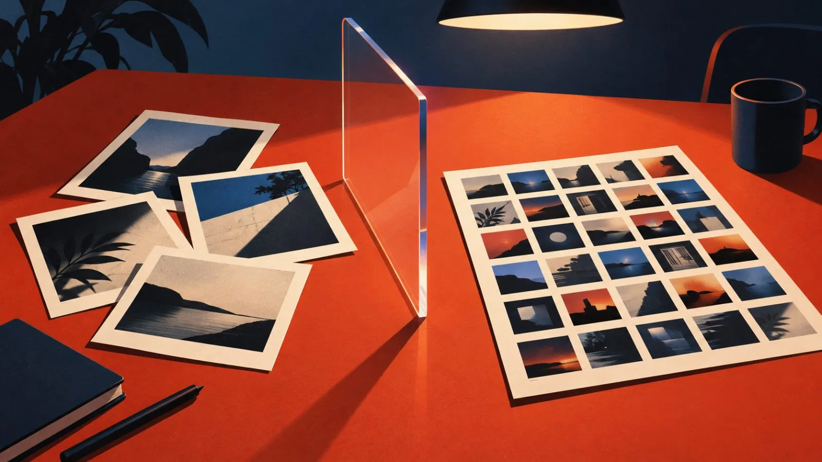Blank reference prints sit beside a translucent divider / TokenPost.ai
