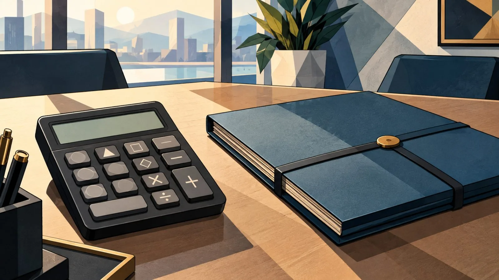Calculator beside a sealed folder on a conference table / TokenPost.ai