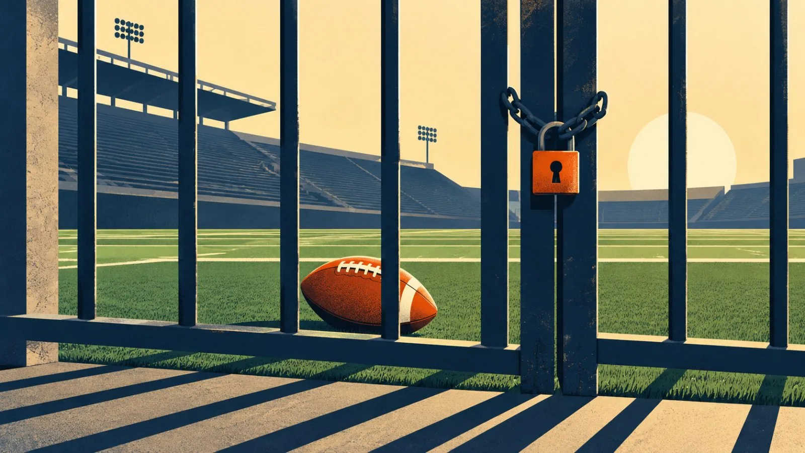 A football rests behind a locked gate at the edge of an empty field / TokenPost.ai