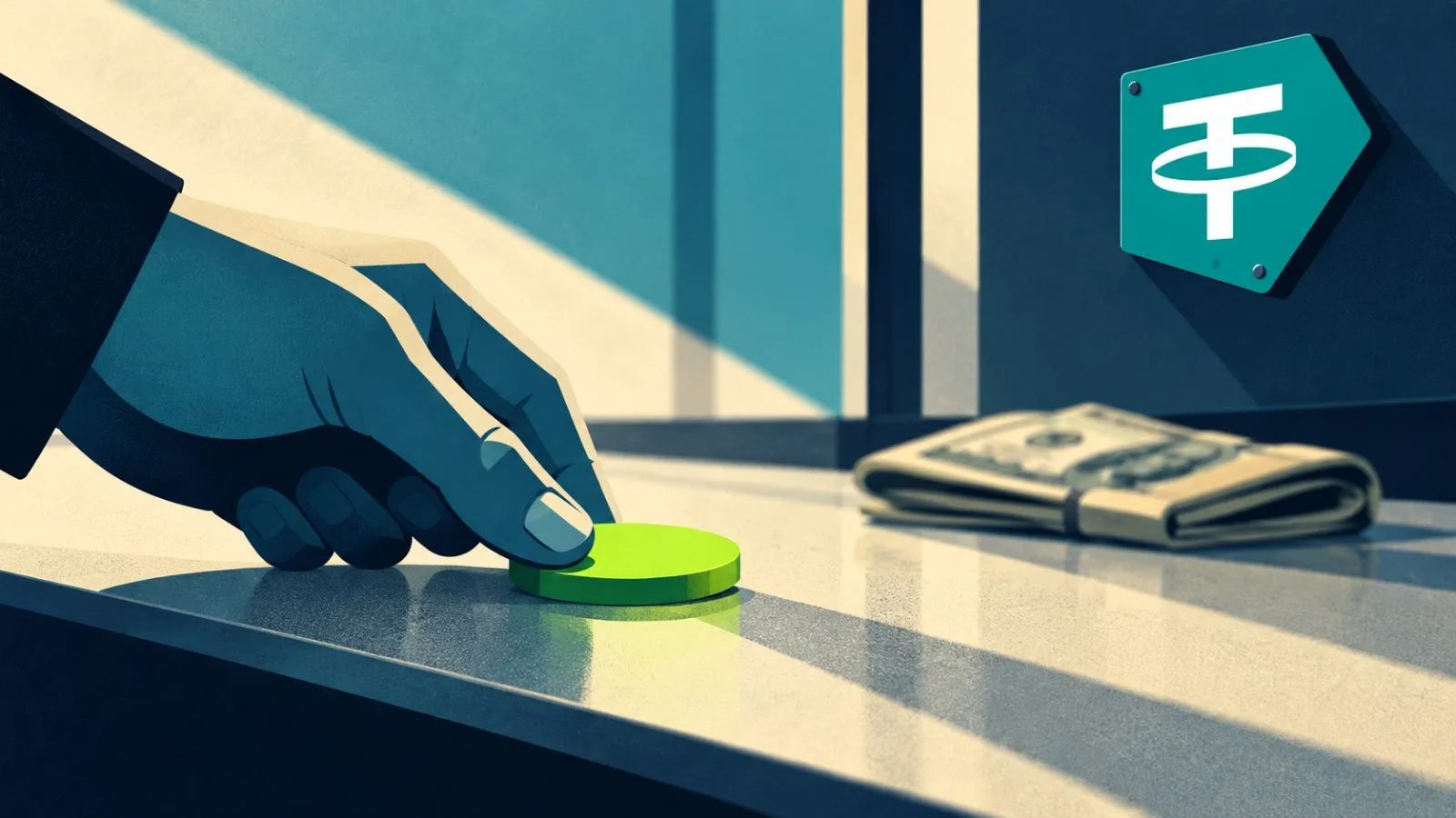 A green token rests beside an unmarked hardware wallet. / TokenPost.ai