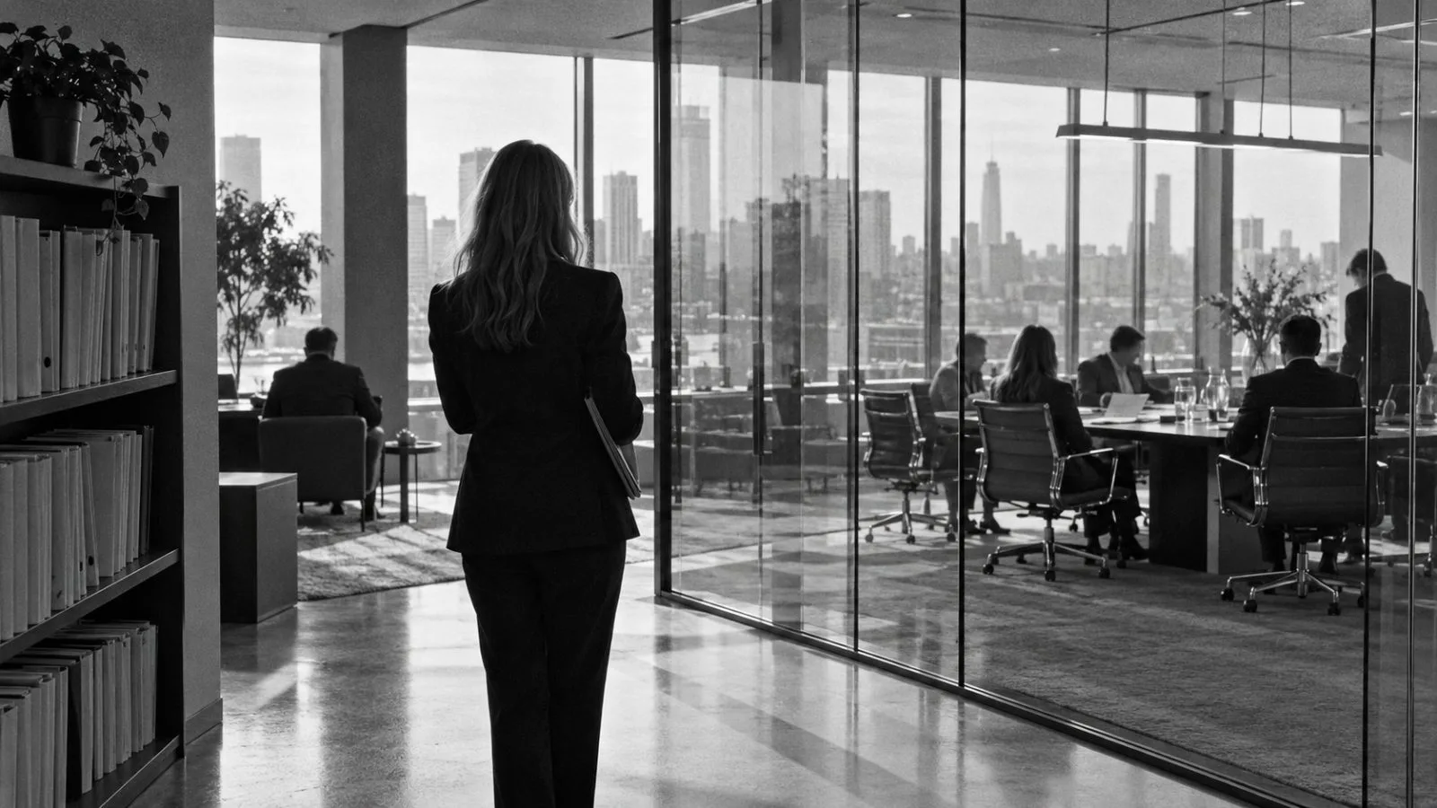 Woman's silhouette in a sunlit corporate legal office / TokenPost.ai