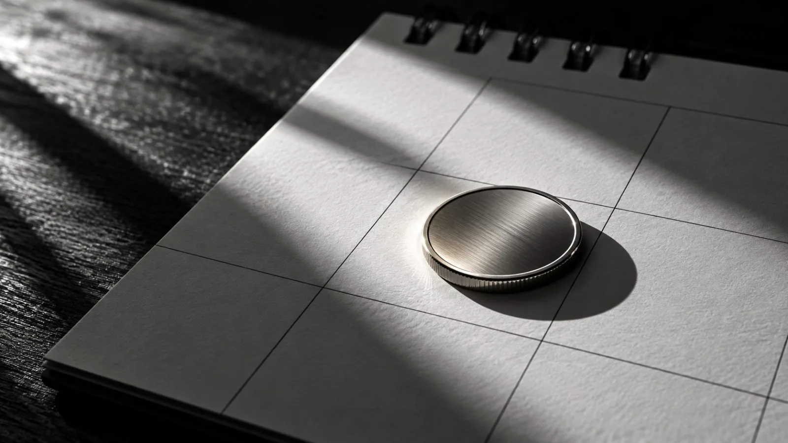 A gold coin rests on one marked square of a blank calendar / TokenPost.ai