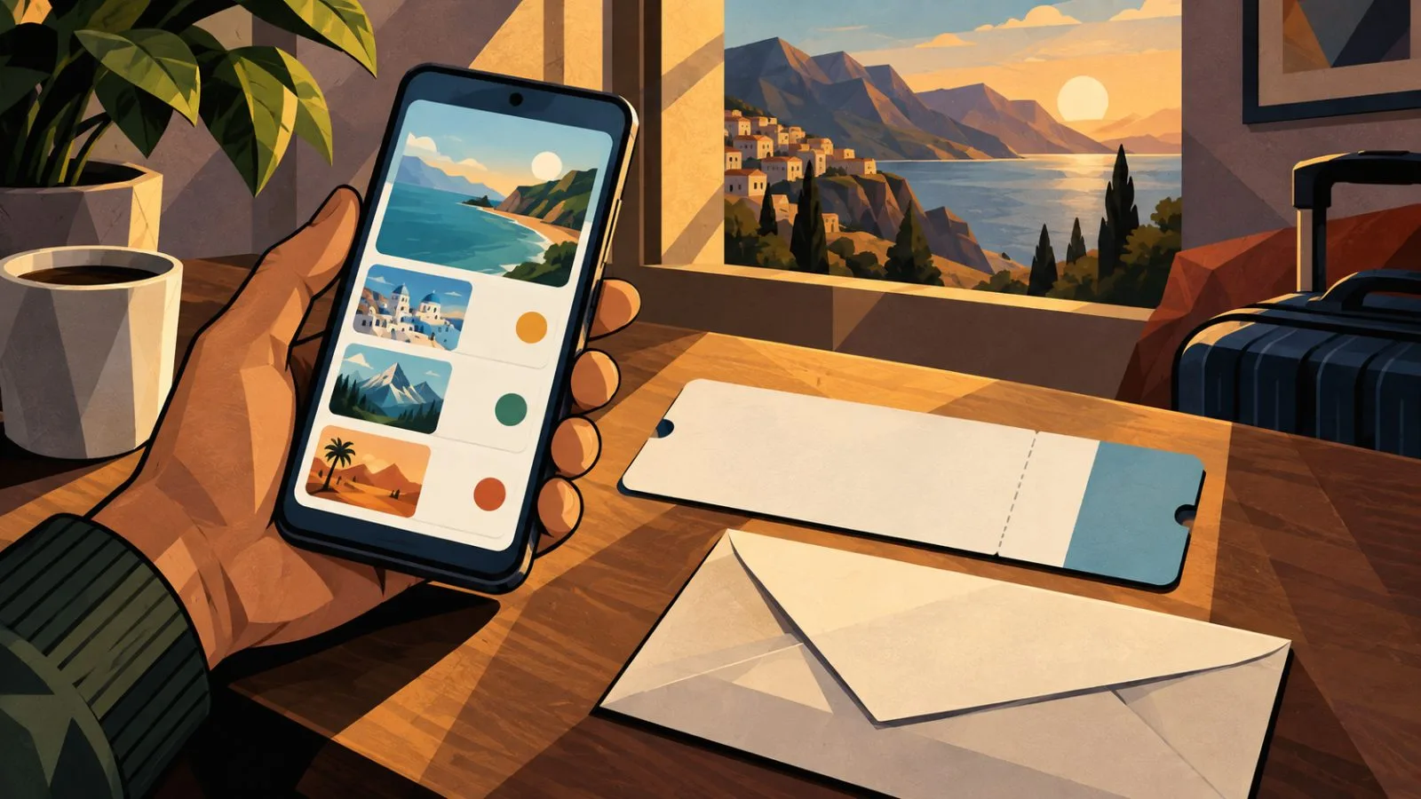 Smartphone beside a boarding pass and sealed envelope / TokenPost.ai